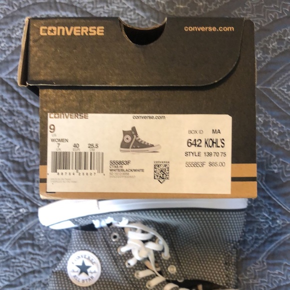 Converse White/Black/White High Top Sneakers - Picture 2 of 9